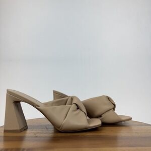New Womens Open Edit Saydee Nude Faux Leather Knot Heel Sandals Size 11 M NWOB